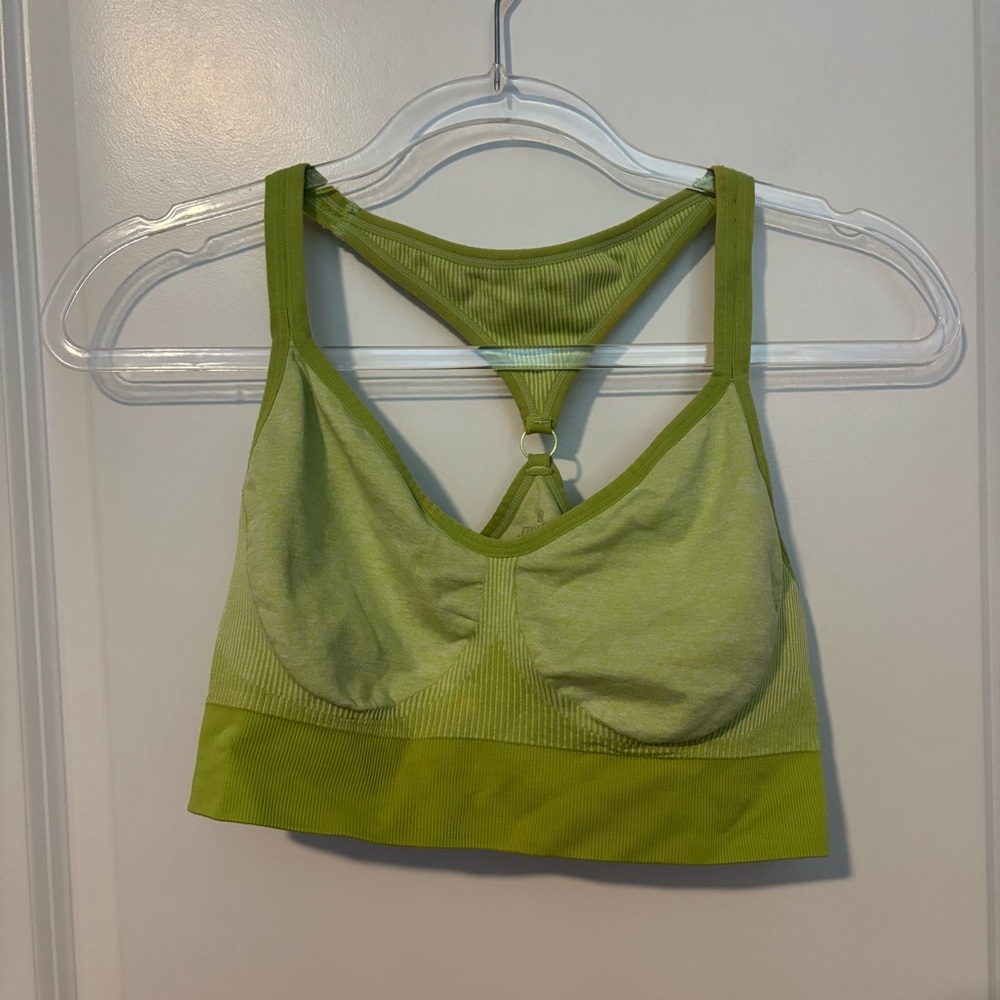Spalding Lime Green Sports Bra with Racerback Design Large